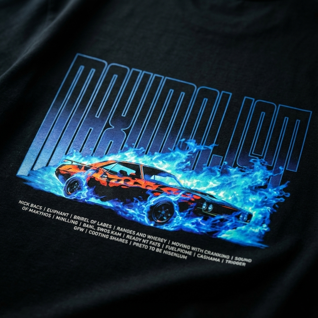 "Maximallon" Blue Flame Graphic Oversized T-Shirt
