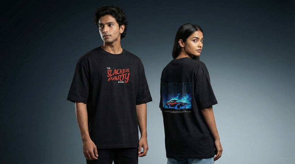 "Maximallon" Blue Flame Graphic Oversized T-Shirt